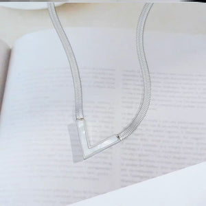 Minimalist Chevron Flat Snake Necklace