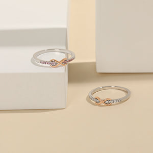 Two Tone Infinity Pink CZ Promise Band Ring