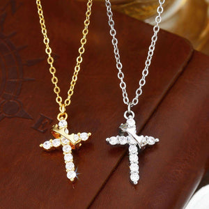 Dainty Crown Cross Pendant Necklace