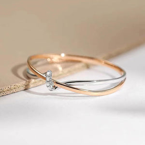 Dainty Two Tone Interlocking CZ Pavé Band Ring