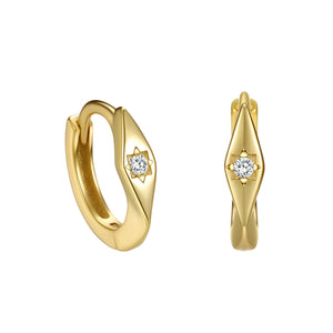 Geometric Starburst Huggie Hoop Earrings
