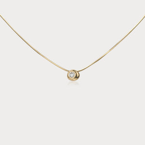 Minimalist Pebble CZ Solitaire Charm Necklace