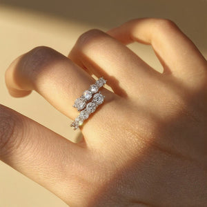 Round Moissanite Pave Graduated Bypass Ring