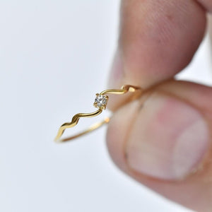 Minimalist Wave Gold Stackable Band Ring