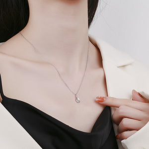 Teardrop Opalescent CZ Drop Charm Necklace