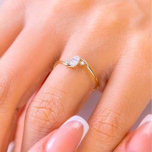 Dainty Oval CZ Gold Stacking Bypass Ring