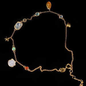 Boho Multi Crystal Beach Starfish Charm Anklet