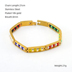 Multicolor Enamel Beaded Bangle Bracelet
