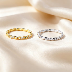 Micro Pavé Twisted Rope Stacking Band Ring
