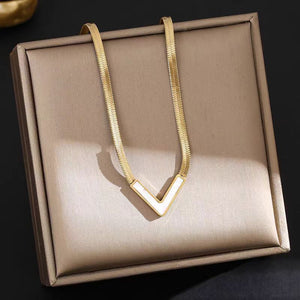 Minimalist Chevron Flat Snake Necklace