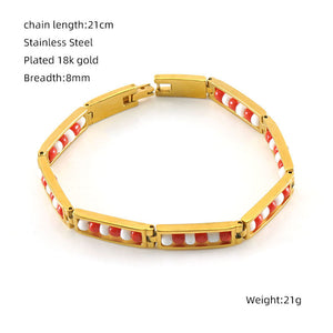 Multicolor Enamel Beaded Bangle Bracelet