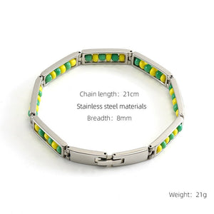 Multicolor Enamel Beaded Bangle Bracelet