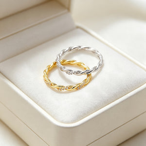 Micro Pavé Twisted Rope Stacking Band Ring