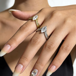 Marquise CZ Chevron V-Shaped Cocktail Ring