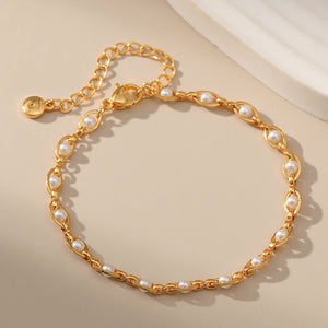Vintage Marquee Pearl Inlay Chain Bracelet