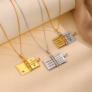 Dainty Daughter Book Love Heart Necklace
