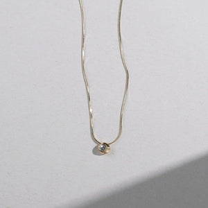 Minimalist Pebble CZ Solitaire Charm Necklace