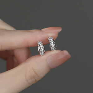 Vintage Scalloped CZ Huggie Hoop Earrings