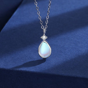 Teardrop Opalescent CZ Drop Charm Necklace