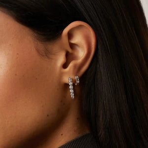 Round Bezel Moissanite Hoop Earrings