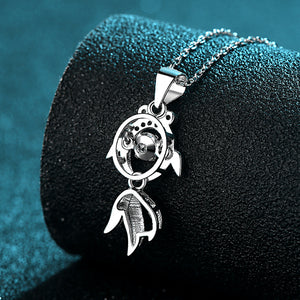 Dancing Moissanite Goldfish Pendant Necklace