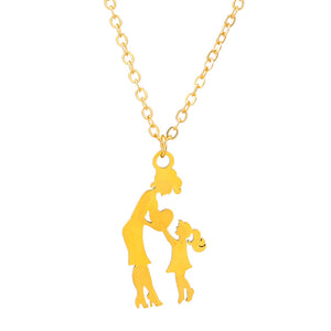 Mom Child Love Heart Pendant Necklace