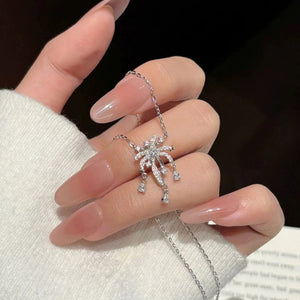 CZ Firework Sparkle Drop Pendant Necklace