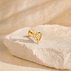 Celestial Starburst Heart Flat Back Stud Earrings