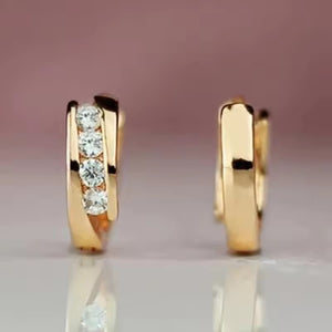 Gold Wave Channel Huggie Hoop Earrings
