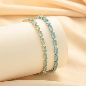Mint Green Aqua Emerald-Cut Tennis Bracelet