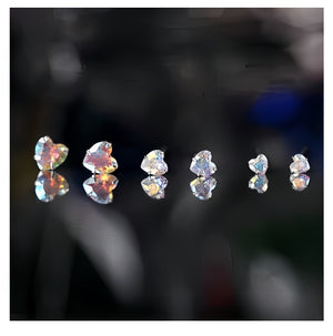 Iridescent AB Crystal CZ Heart Stud Earring