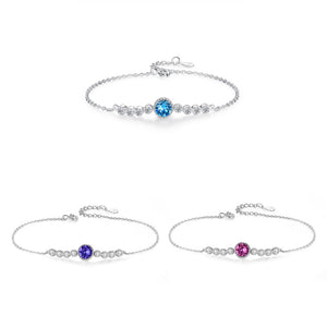 Classic Pastel Round CZ Charm Chain Bracelet