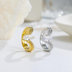 Marquise CZ Chevron V-Shaped Cocktail Ring