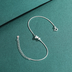 Minimalist Heart Snake Chain Charm Bracelet