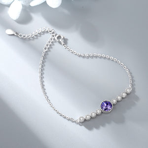 Classic Pastel Round CZ Charm Chain Bracelet