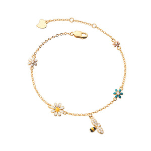 Stapelarmband mit Gänseblümchen-Bienen-Charm
