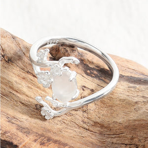 Agate Cherry Blossom Branch Adjustable Ring