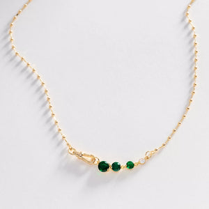 Dainty CZ Opal Asymmetric Ball Chain Necklace