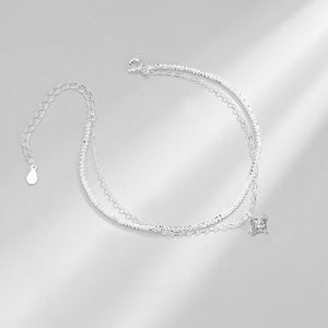 Dual Layer Princess Cut CZ Stacking Bracelet