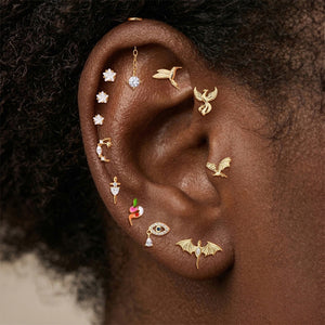 Marquise CZ Dragon Wing Flat Back Earrings
