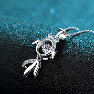 Dancing Moissanite Goldfish Pendant Necklace