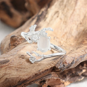 Agate Cherry Blossom Branch Adjustable Ring