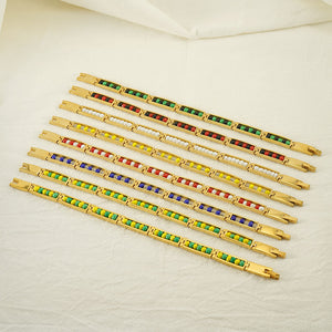 Multicolor Enamel Beaded Bangle Bracelet