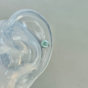 Minimalist Icy Mint Green CZ Stud Earrings