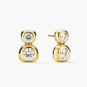 Dainty Round Bezel Moissanite Stud Earrings