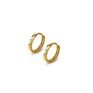 Diamond Cut Textured Huggie Hoop Earrings