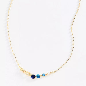Dainty CZ Opal Asymmetric Ball Chain Necklace