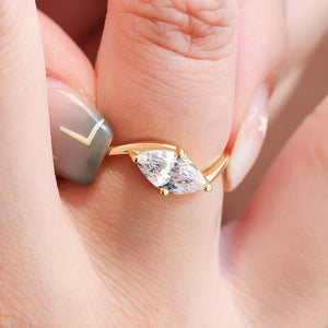 East-West Marquise-Cut CZ Solitaire Ring