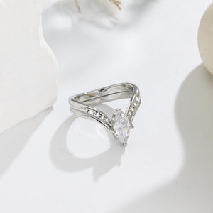 Marquise CZ Chevron V-Shaped Cocktail Ring