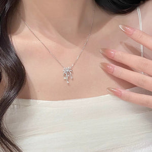 CZ Firework Sparkle Drop Pendant Necklace